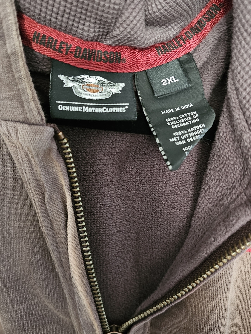 FINAL..Harley-Davidson Brown Weathered Look Hoodie - Picture 2 of 9